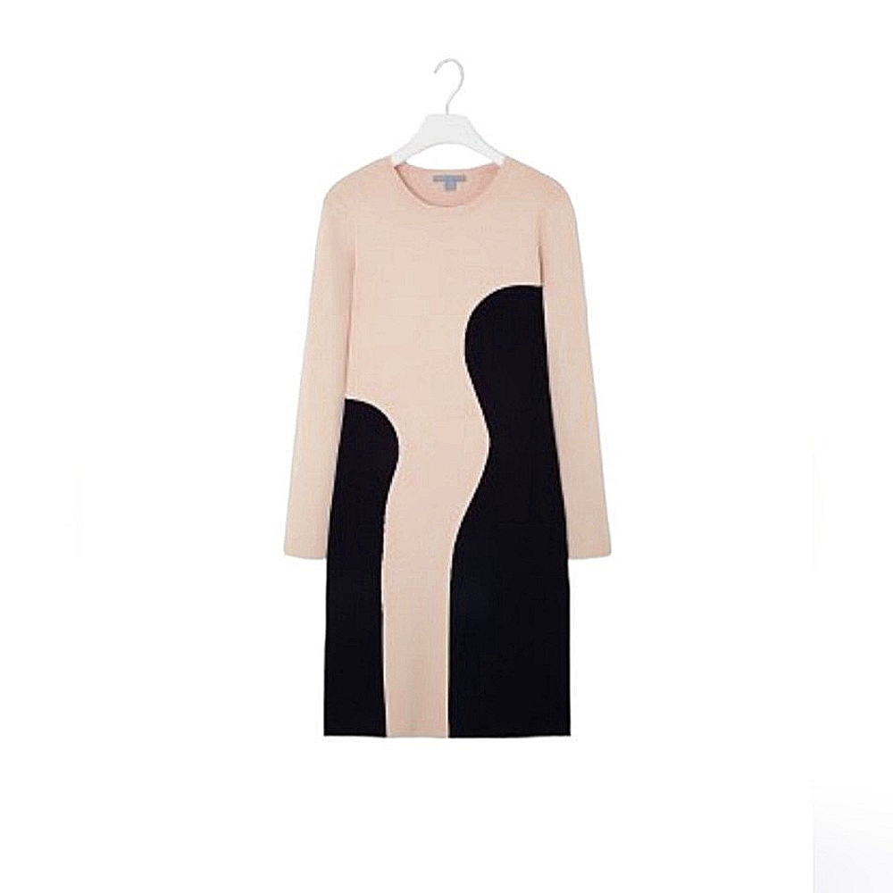 RARE COS Viscose Blend Knee Length Knit Long Sleeve Chic Dress